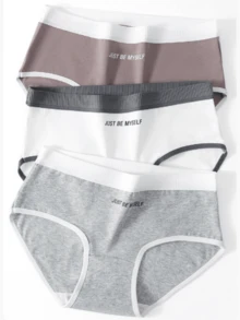 Tween 女童透气撞色腰带运动字母印花比基尼内裤 - 彩色 - 查看 2