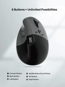 FANTECH 人体工学鼠标，可充电蓝牙无线垂直鼠标静音开关 2.4GHz 或蓝牙兼容 Windows 7 或更高版本、OS 10.11 或更高版本 - 彩色 - 查看 5