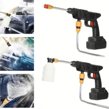 1pc Cordless High Pressure Washer, Portable Power Washer, Handheld High Pressure Car Wash Gun With Foam Sprayer, With Rechargeable 6.0Ah Battery, 5 Meter Hose, Pressure 1.2MPA, For Car, Floor, Yard Cleaning And Watering