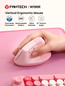 FANTECH 人体工学鼠标，可充电蓝牙无线垂直鼠标静音开关 2.4GHz 或蓝牙兼容 Windows 7 或更高版本、OS 10.11 或更高版本 - 彩色 - 查看 15