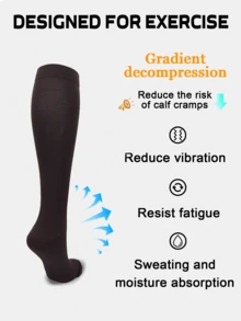 1 Pair Unisex Compression Socks For Running Cycling Training - Breathable Athletic Support Calf Socks With Moisture-Wicking & Muscle Recovery - Multicolor - View 3