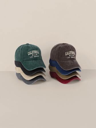 1pc Women's City Name "CALIFORNIA" Letter Embroidered Washed Vintage Baseball Cap, Suitable For Spring, Summer, Autumn, Winter, Sun Protection, Daily Wear, Outdoor Sports, Holiday, Travel