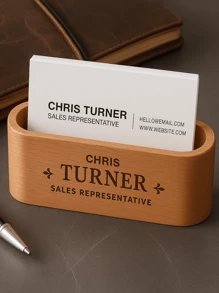 1 Piece Customized Business Card Holder,Monogrammed Business Card Holder,Wood Card Holder,Personalized Gift For Him, Father's Day Gift For Coworker Back To School