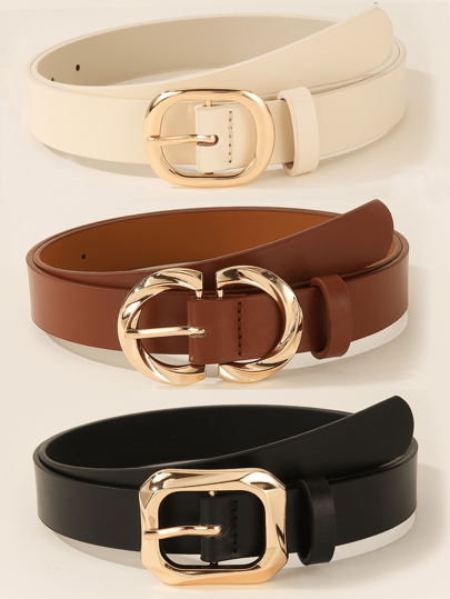 3 أشرطة حزام مربعة ذهبية، مناسبة للفساتين وتي شيرتات والبنطلونات الكاجوال، حزام أنيق للسيدات في الصيف والمدرسة والخريف وعيد الهالوين