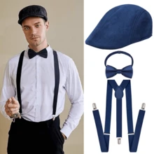 Set de 3 piezas de accesorios de disfraz de fiesta para hombres de los años 20, que incluye sombrero y corbata de moño - A - Ver 5