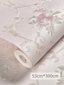 1 Roll 53*100cm3D Floral Wallpaper, Self-Adhesive Non-Woven Fabric With Removable Flower Pattern, Suitable For Bedroom And Living Room Decoration, Bedroom Decoration Wallpaper, TV Background Wall Sticker,53*300cmOptional - Baby Pink - View 17