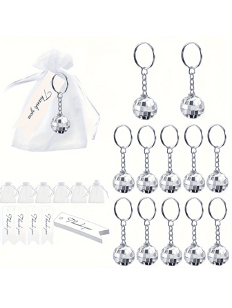 30pcs,Including 10 Disco Ball Keychains From The 1970s To 1980s, With 10 Tags And 10 Gift Bags, Disco Ball Decorations, 1970s Party Favorites Decorations, Carnival Supplies, Birthday Accessories