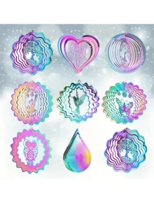 1pc Hummingbird Decoration Hanging Ornament, 3D Wind Chime, Sun Catcher, 3D Colorful Hanging Decor, Yard Decoration, Hummingbird Hanging Spinner, Owl Hanging Decor, Turtle Hanging Decor, Butterfly Hanging Decor, 3D Stainless Steel Hanging, Metal Bird Wind Spinner For Home, Garden, Yard Decoration - Multicolor - View 8