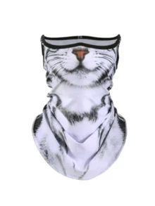 1pc Outdoor Sports Breathable Animal Printed Mask, Orange Cat Riding Covering Mask, Funny Animal Face Scarf, Ear Loop All-In-One Protective Mask With Neck Coverage - Multicolor - View 8
