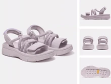 CAMEL CROWN 女士凉鞋，新款夏季女士沙滩鞋，女士防滑软底魔术贴凉鞋 - 丁香灰 - 查看 5