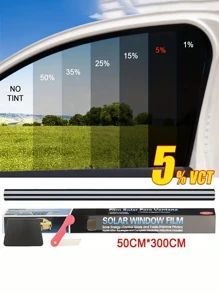 1 Roll 50x300cm/19.68*118.11in 1/5/15/25/35/50% VLT Car Window Tint Window Privacy Film, Car Shade Front Windshield, Heat & UV Block And Scratch Resistant, Blackout Window Film Auto Car Windshield Sun Shade Roll,Privacy And Privacy Prevention, High Light Transmission Does Not Block The Line Of Sight, Protection Of Privacy And Driving Double Protection! Add Installation Kit