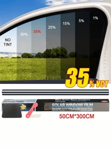 1 Roll 50x300cm/19.68*118.11in 1/5/15/25/35/50% VLT Car Window Tint Window Privacy Film, Car Shade Front Windshield, Heat & UV Block And Scratch Resistant, Blackout Window Film Auto Car Windshield Sun Shade Roll,Privacy And Privacy Prevention, High Light Transmission Does Not Block The Line Of Sight, Protection Of Privacy And Driving Double Protection! Add Installation Kit