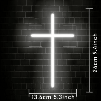 USB Powered LED Neon Cross Sign, Christian Faith Wall Mounted For Bedroom, Living Room, Religious Home Decor, And Spiritual Gifts