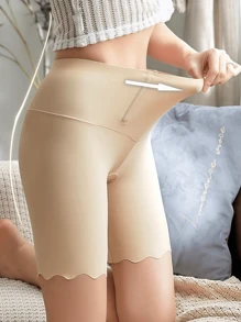 1Pc Women Shape Solid High Waist Shortie, Seamless Safety Shorts Boxer Briefs Slip Shorts Tummy Control Shaping Panties , Skirted Leggings With Safety Shorts,Under The Dress Skirts Boyshorts Shapewear Underwear