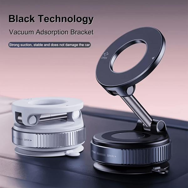 AmSengo Strong Magnetic Car Phone Holder - Foldable, 360° Adjustable Vacuum Mount With Multi-Angle Adjustment, Waterproof Aluminum Alloy Design For Secure And Stable Phone Holding, Universal Car Mount|Modern Car Accessory|Adjustable Phone Holder ﻿