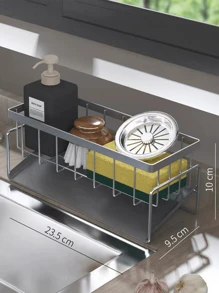 Kitchen Shelf Sink Rags Draining Rack Faucet Sink Dishwashing Detergent Steel Wire Ball Storage Rack Artifacts Free Countertop Grey Kitchen Supplies Decoration Light Luxury Restaurant Scandinavian Style Simple Without Drilling Holes Simple And Stylish Won't Rust Strong Load-Bearing Capacity Doesn't Take Up Space Easy To Install Easy To Clean,Sticky Hooks