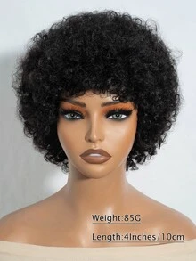 Lolely Dream Brasilianisches Jungfrau-Remy-Afro-Kinky-Lockenkopf-Perücke, vorgelockt, maschinengefertigt, kurzer Pixie-Cut, nahtlos, natürlich braun Bob mit Pony, in Schwarz, Rot und Braun, für sprunghafte, volle schwarze Kunstperlen-Haarkollektion, hitzebeständig, Salonqualität, sofort tragbar, ohne Haarausfall, bequem für den täglichen Gebrauch, limitierter Vorrat, schneller Versand, Premium Jungfrauenhaar