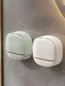 1个免钻孔壁挂式皂盘，现代简约壁挂式皂盘，适用于浴室水槽和淋浴间，配有优雅的金色边缘自排水皂盒，易于安装，无需工具，延长皂液寿命，防止混淆，采用ABS塑料制成，非常适合家庭和酒店浴室。家居浴室装饰（购买时请注意产品，以免买错）