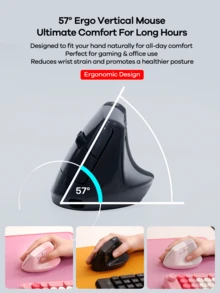 FANTECH 人体工学鼠标，可充电蓝牙无线垂直鼠标静音开关 2.4GHz 或蓝牙兼容 Windows 7 或更高版本、OS 10.11 或更高版本 - 彩色 - 查看 9