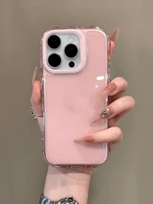 1pc Wavy Design Minimalist Fashionable Candy Pink Acrylic Phone Case Compatible With Iphone 16promax/16/16pro/16plus/15/15promax/15pro/11/12/13/14promax/11pro/11promax/12pro/12promax/13pro/13promax/14pro/14promax, Sophisticated And Creative Waterproof Shockproof Anti-Fall Scratch Resistant