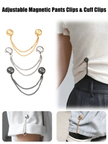 Adjustable Magnetic Pants Clips & Cuff Clips - Alloy, Detachable Hem Clasps, Suitable For Pants And T-Shirts, Seamless Tight Fastening Accessories, Waist Belt Tightener