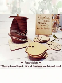72pcs Wood Heart Guest Book - Rustic Wedding Reception Decoration & Favor Gift, Birthday Baptism Sign | Memory Keepsake Guest Book Alternative - 多色 - 查看 9