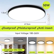 CANMEIJIA 1 pièce Plafonnier LED moderne 220V avec télécommande, lampe de plafond à gradation et variation de couleur de 3000K à 6500K. Lampe LED pour décoration de chambre à coucher, salon, cuisine, salle à manger, bureau.