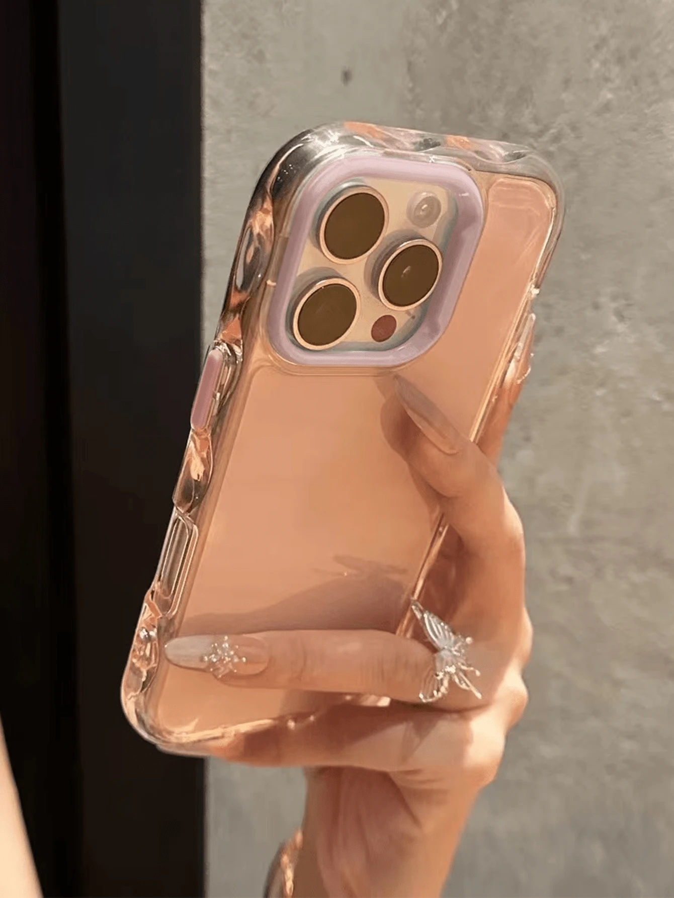 1pc Wavy Design Minimalist Fashionable Candy Pink Acrylic Phone Case Compatible With Iphone 16promax/16/16pro/16plus/15/15promax/15pro/11/12/13/14promax/11pro/11promax/12pro/12promax/13pro/13promax/14pro/14promax, Sophisticated And Creative Waterproof Shockproof Anti-Fall Scratch Resistant