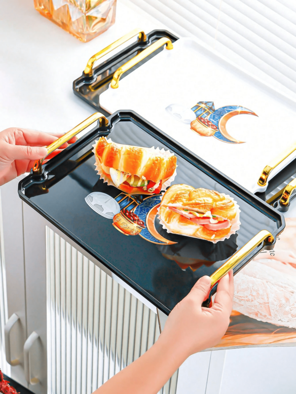 1pc Elegant Acrylic Tray, Rectangular Multi-Function Desktop Organizer, Suitable For Al-Fitr, Jewelry And Dessert Storage, Party Accessories, Gifts, Jewelry Tray