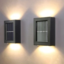 Kit 6 Luminaria Solar Arandela Iluminação Luz de Parede e Lampada Externa a Prova D'água - Preto - Visão 3