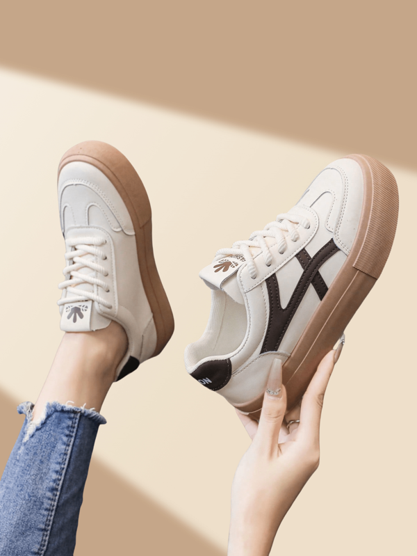 Women's Casual Soft Sole Sneakers, White Daily Wear Canvas Sport Shoes For Students