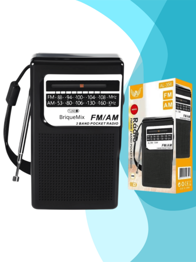 Rádio Portátil De Bolso Radio AM FM Recarregável USBC Retro Presente Pai Vô
