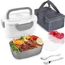 圣诞节便携式大容量电热饭盒，食物保温器，不锈钢容器，适用于汽车、卡车、办公室和户外，多功能设计，方便高效，家居装饰新年礼物