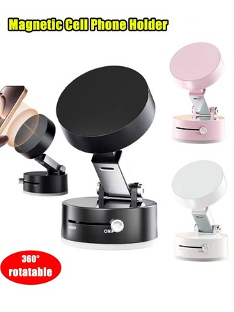 1pc Foldable Magnetic Phone Holder, 360° Adjustable Suction Cup Phone Stand For Car, Mirror, Desk, Gym, Dual-Sided Magnetic Telescopic Phone Holder Compatible With IPhone, Android Phone, Gift For Birthday, Family, Friends For Summer Gifts Birthday Driving Car Accessories Car Phone Holder Strong Load-Bearing
