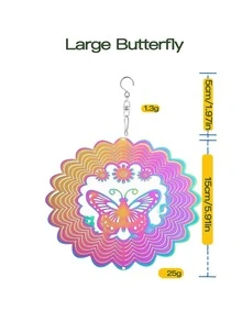 1pc Hummingbird Decoration Hanging Ornament, 3D Wind Chime, Sun Catcher, 3D Colorful Hanging Decor, Yard Decoration, Hummingbird Hanging Spinner, Owl Hanging Decor, Turtle Hanging Decor, Butterfly Hanging Decor, 3D Stainless Steel Hanging, Metal Bird Wind Spinner For Home, Garden, Yard Decoration - Multicolor - View 12