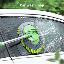 Extendable Car Wash Mop - Ultra Absorbent Microfiber Chenille Head, Durable Long Handle For Effective Vehicle Detailing And Care, Ldeal For Home Windows
