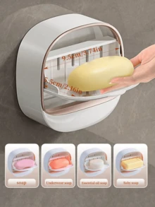 1个免钻孔壁挂式皂盘，现代简约壁挂式皂盘，适用于浴室水槽和淋浴间，配有优雅的金色边缘自排水皂盒，易于安装，无需工具，延长皂液寿命，防止混淆，采用ABS塑料制成，非常适合家庭和酒店浴室。家居浴室装饰（购买时请注意产品，以免买错）