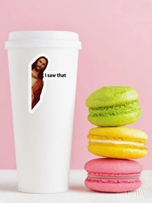 4 件耶稣我看见贴纸 - 防水防刮 - 有趣的表情包贴纸，适用于汽车、笔记本电脑和水瓶，派对礼物