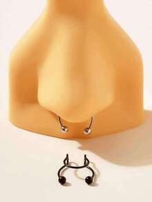 2pcs/Set Fake Nose Septum Ring Stainless Steel Non-Piercing Nose Clamp