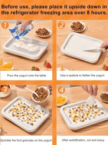 1 pieza Máquina para hacer rollos de helado con 2 raspadores, bandeja multifuncional para cocinar y congelar alimentos dulces, para hacer rollos de helado, yogur helado, paletas y helado