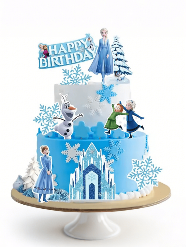 Disney Disney, 1 Set With 10 Pieces. Cake Decoration Cards Of Princess Elsa From Frozen. The Cakes Are Decorated With Elements Such As Snowflakes And Ice Castles. The Color Combination Is Harmonious. With Blue And White As The Main Colors, It Creates A Fresh Feeling Of An Ice And Snow World.