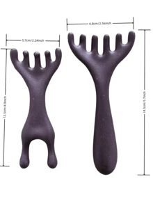 mingxuan 2pcs Plastic Massage Comb, Multi-Functional Massage Tool For Head, Face Acupressure, And Body Massage - Brown - View 7