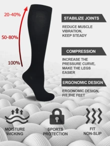 1 Pair Unisex Compression Socks For Running Cycling Training - Breathable Athletic Support Calf Socks With Moisture-Wicking & Muscle Recovery - Multicolor - View 2