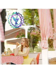 1pc Hummingbird Decoration Hanging Ornament, 3D Wind Chime, Sun Catcher, 3D Colorful Hanging Decor, Yard Decoration, Hummingbird Hanging Spinner, Owl Hanging Decor, Turtle Hanging Decor, Butterfly Hanging Decor, 3D Stainless Steel Hanging, Metal Bird Wind Spinner For Home, Garden, Yard Decoration - Multicolor - View 3