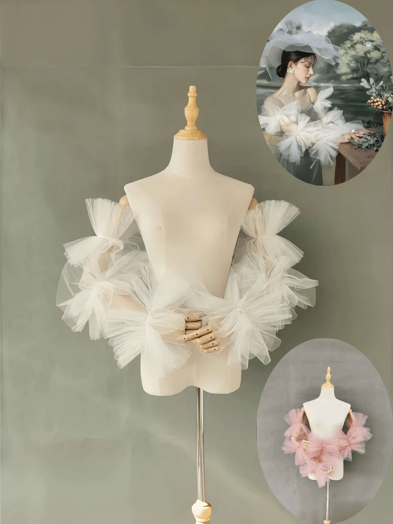 1 Pair White Puff Sleeve Cuffs, Bridal Gown Gloves Sleeve Cuffs, Photography Prop For Studio Photoshoot, Bride Wedding Gloves, Long Tulle Mesh Sleeve Cuffs, Chiffon Crystal Tulle Arm Sleeve Cuffs, Detachable Versatile Sleeve Cuffs, Bridal Gown Arm Sleeves, Tulle Dress Sleeves, Sleeveless Dress Arm Cuffs, Applicable For Wedding, Party, Performance, Cosplay, Decorative Accessory Autumn Accessories