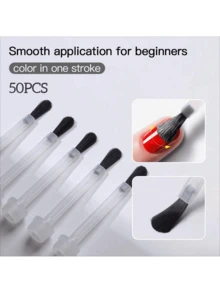 50Pcs/Box Gel Nail Polish Glue Brush, Round Head Nail Brush, Replacement Nail Art Brush Liquid Applicators Manicure Tools - White - View 2