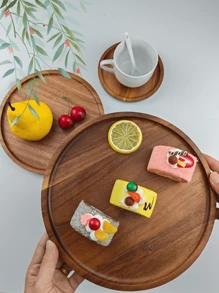 1/2 Pieces Of Round Wooden Stand, Snack Tray, Wooden Tray, Creative Stand, Decorative Display Tray, Retro Style Table Decoration Tray, Suitable For Desserts, Fruits, Snacks, Cakes, Bread, Steaks, Afternoon Tea, Christmas, Halloween, Mother's Day, Thanksgiving, Weddings, Birthdays, Parties, Gatherings, Suitable For Home, Outdoors, Kitchen, Living Room, Bathroom, Hotel, Food. Cuisine Maison Ustensiles De Cuisine