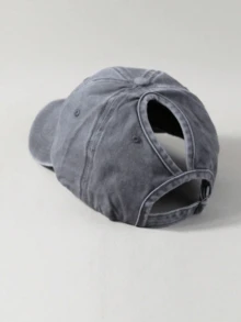 1pc Unisex Y2K Style Solid Color Messy Bun Baseball Cap, Adjustable Size, Breathable Sun Protection, Versatile For Casual Daily Wear - Dark Green - View 14