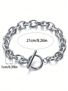 1 pieza Pulsera con forma de O de acero inoxidable elegante, apta para uso diario de hombres