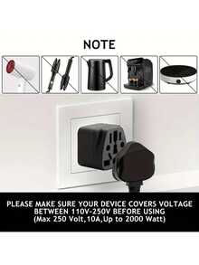 2 US Travel Plug Adapter, EU, Australia, UK, New Zealand, China, USA (Type B), Grounded 3-Prong US Wall Plug, EU To US Travel Adapter And Converter, Power Socket Charger Black